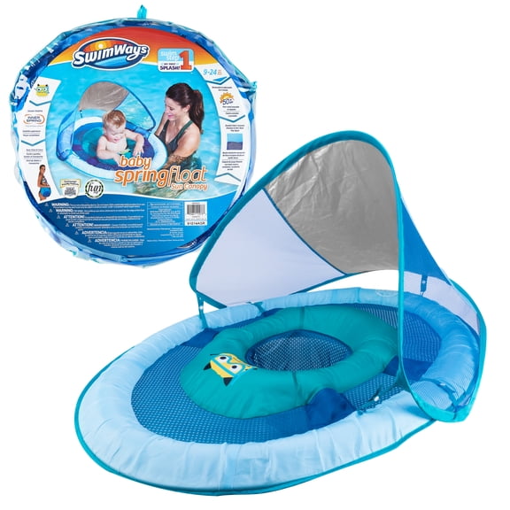 SwimWays Baby Spring Float Sun Canopy - Blue Sea Monster