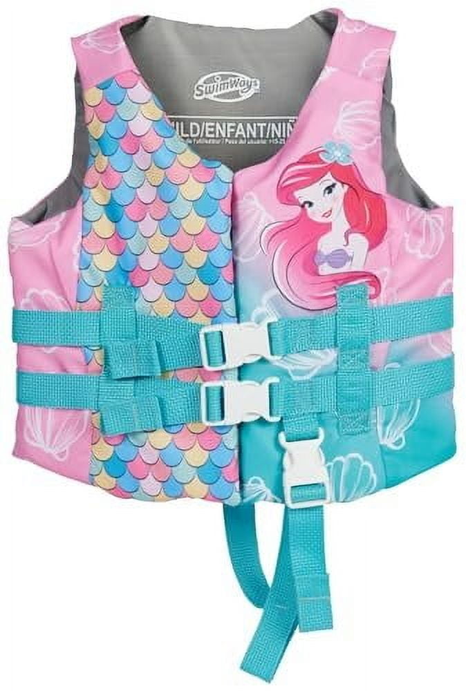 SwimWays Disney Princess Swim Trainer Life Jacket, US Coast Guard Approved Kids Swim Vest, Pool Floats & Life Jackets for Kids 33-55 lbs, Ariel