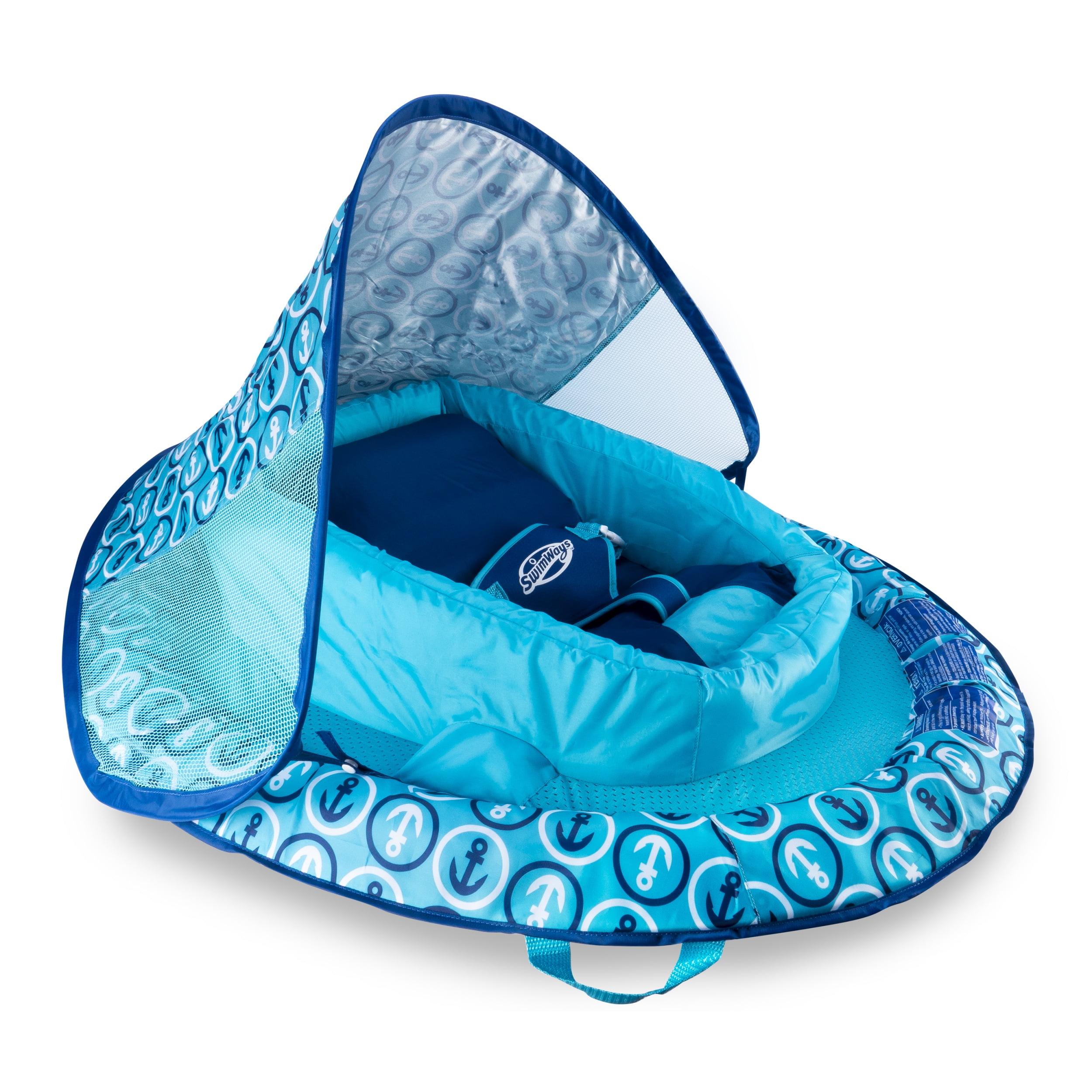 SwimWays Infant Baby Spring Float with Adjustable Sun Canopy Blue ...
