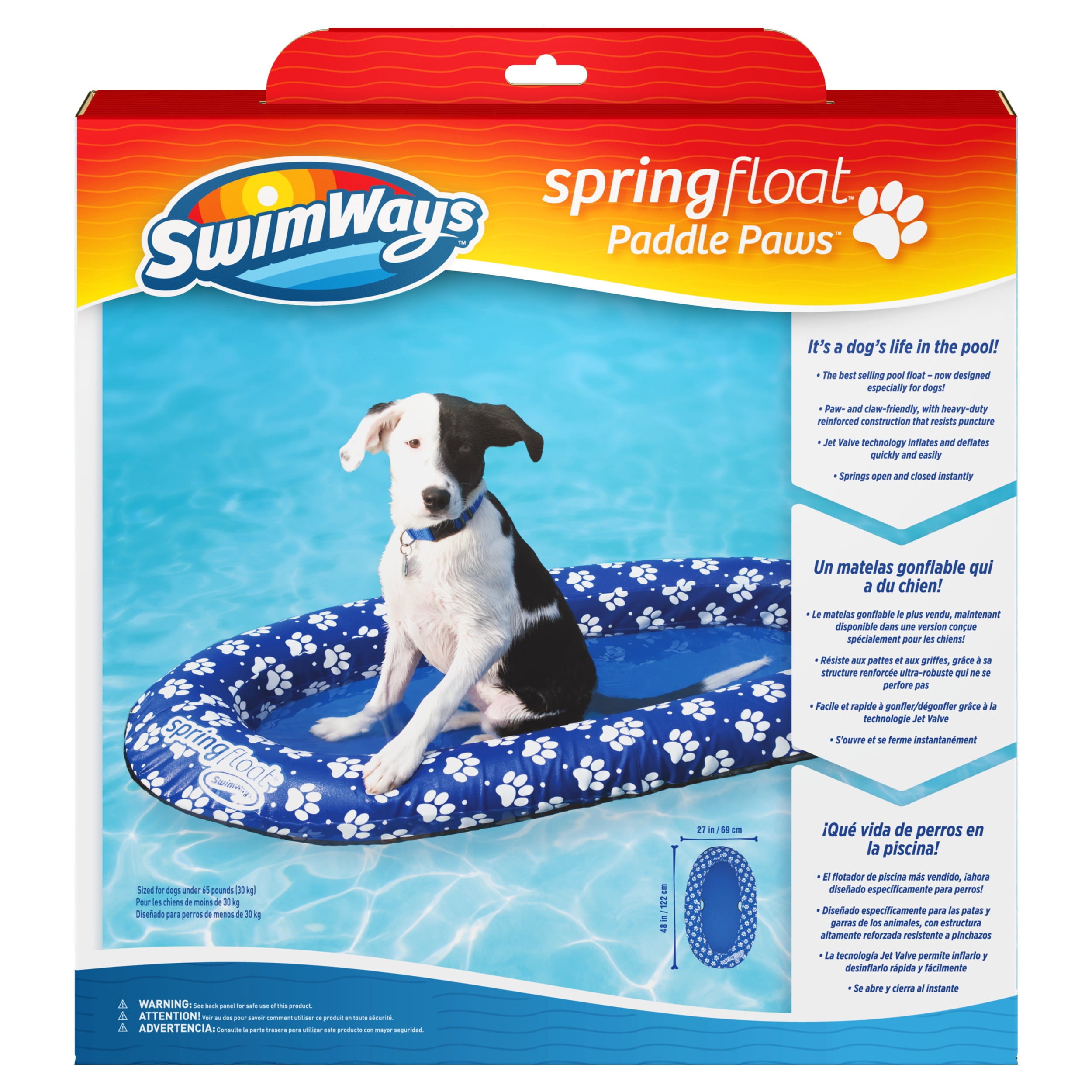 Small Child Raft SwimWays, Spring Float Dog Raft, Paddle Paws, Supports 0-65 lbs ...