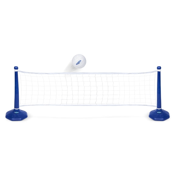 SwimWays Poolside Volleyball Set, Volleyball Net with Easy Setup, Pool Accessories & Outdoor Games, 24 Ft Pool Volleyball Set for Inground Pools