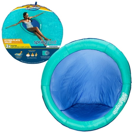 SwimWays Spring Float Papasan, Inflatable Lounge Chair, For Men & Women Ages 15+, Blue