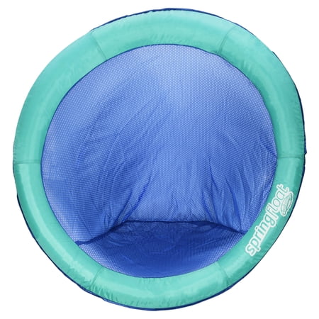 SwimWays Spring Float Papasan Pool Lounger with Hyper-Flate Valve, Inflatable Pool Float, Aqua