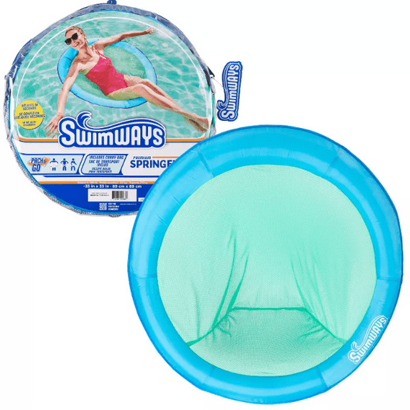 SwimWays Spring Float Papasan Pool Lounger with Hyper-Flate Valve - Blue