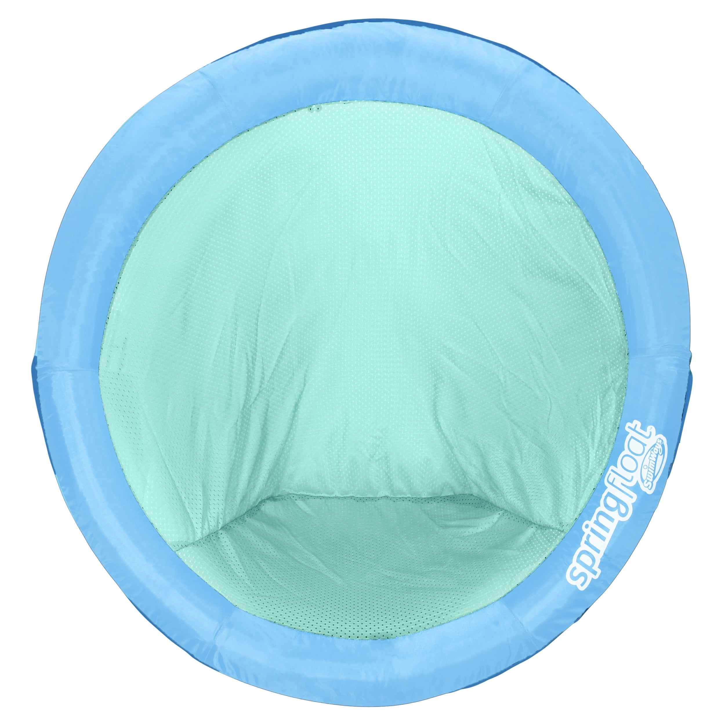 SwimWays Spring Float Premium Papasan Pool Lounger for Swimming Pool Inflatable Pool Floats Adult with Fast Inflation for Ages 15 Up Blue