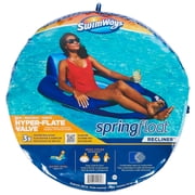 SwimWays Spring Float Recliner Pool Lounger with Hyper-Flate Valve, Inflatable Pool Float, Blue
