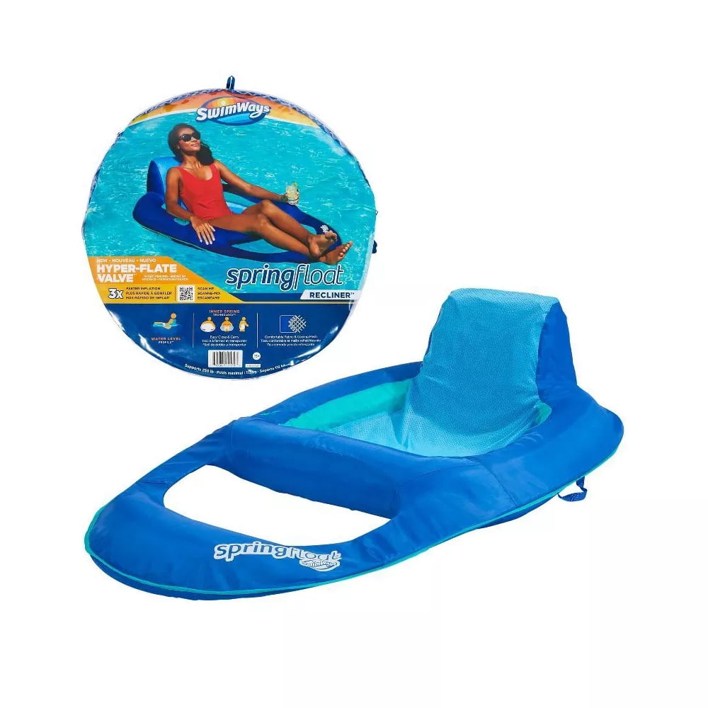 SwimWays Spring Float Recliner Swim Lounger for Pool or Lake with Hyper