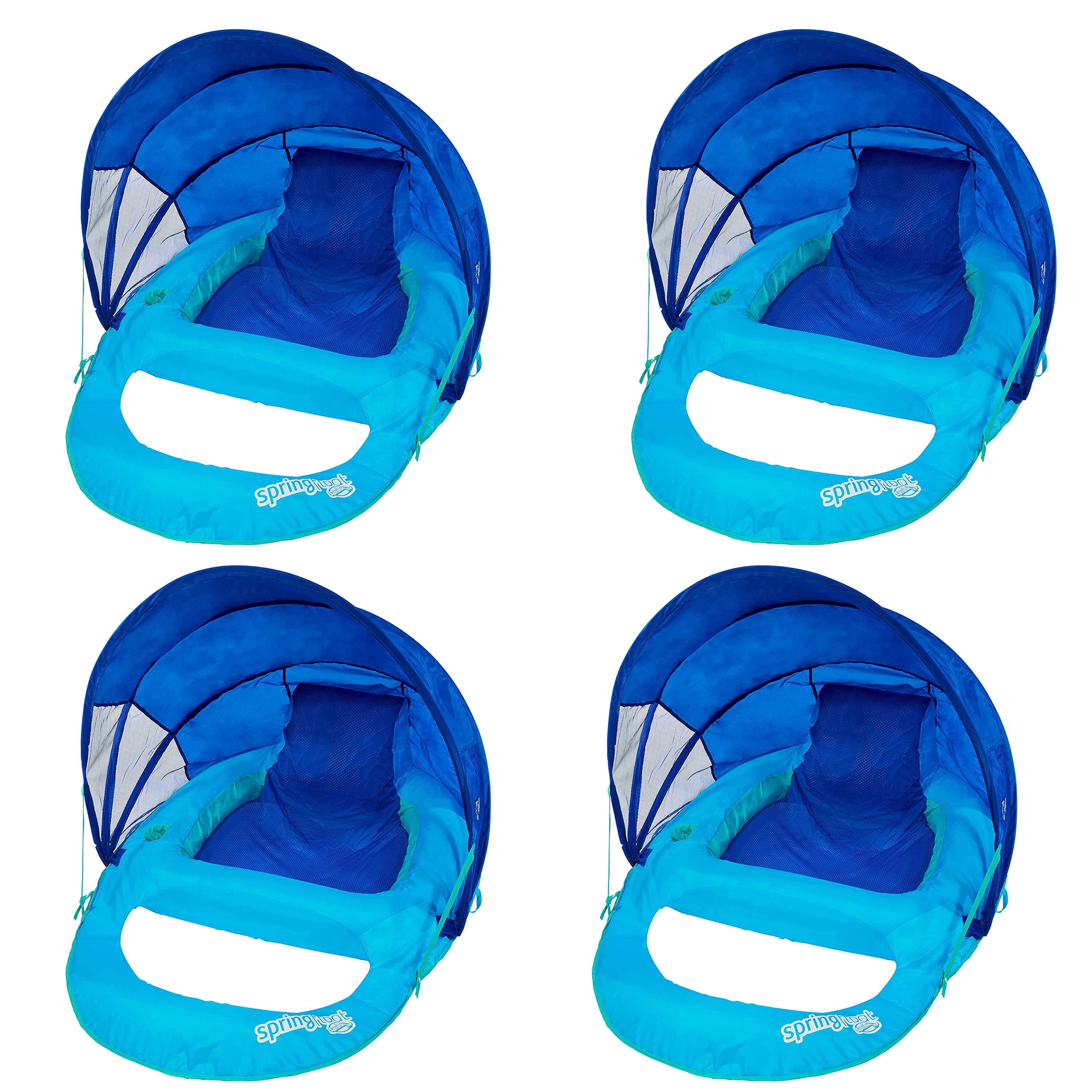 SwimWays Spring Float Recliner with Canopy Summertime Lounge Seat (4