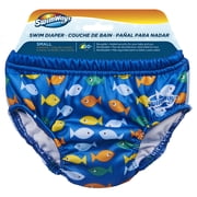 Swimways Swim Diaper, Baby Swim Diapers for Swimming Pool, Lake & Beach, Newborn Diapers & Baby Essentials for Kids 13-18 lbs 6 Months, Blue Sea Monster