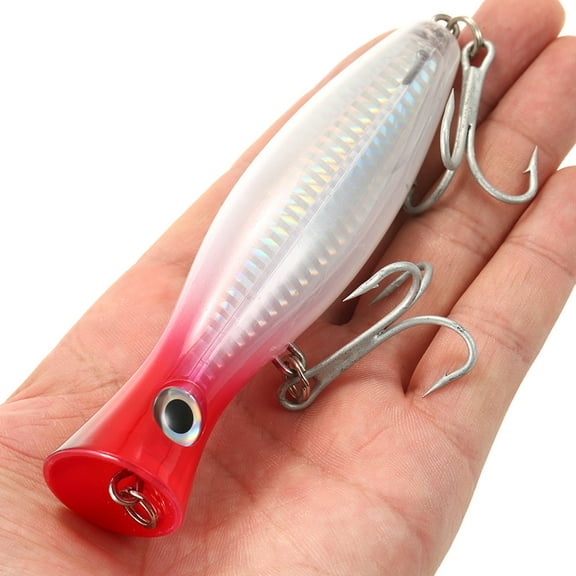 Swimbait 12cm / 45g Large Popper Lure Artificial Seal Lure 3D Eyes Hard Popper Fishing Lure With Hooks And Ring For Saltwater Freshwater