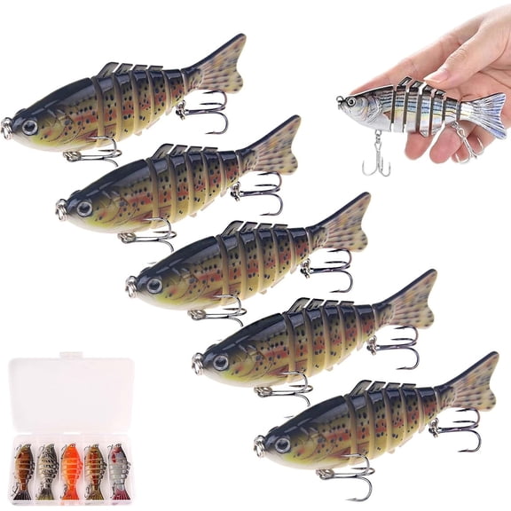 Swimbait Fishing Lures for Bass Trout, 2026 Upgrade Bionic Swimming Lure, Multi-Jointed Swimbait for Freshwater & Saltwater, 3D Bionic Swimming Bait Swims Like A Real Injured Fish