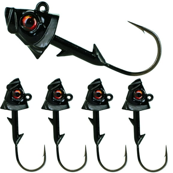 Swimbait Jig Head with Realistic Fish Head-3/8oz- Black