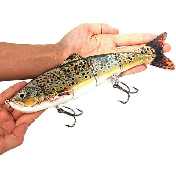 Swimbaits for Bass Lifelike 4 Segment Big Giant Sinking Fishing Bass Lures Artificial Hard Bait Swimbait for Fishing, Great for Fisherman Dad Gift (Spot)