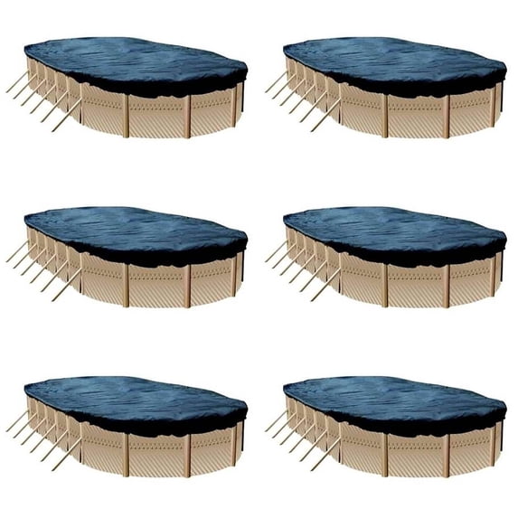 Swimline 12x24 Ft. Heavy Duty Oval Above Ground Winter Pool Cover, Blue (6 Pack), Pool Not Included