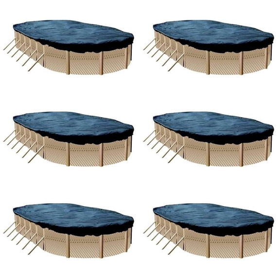 Swimline 12x24 Ft. Heavy Duty Oval Above Ground Winter Pool Cover, Blue (6 Pack), Pool Not Included