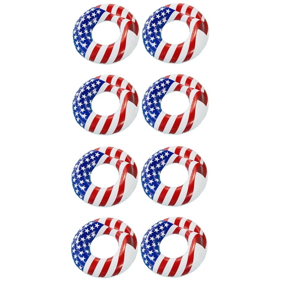 Swimline 36" Inflatable American Flag Swimming Pool and Lake Tube Float (8 Pack)