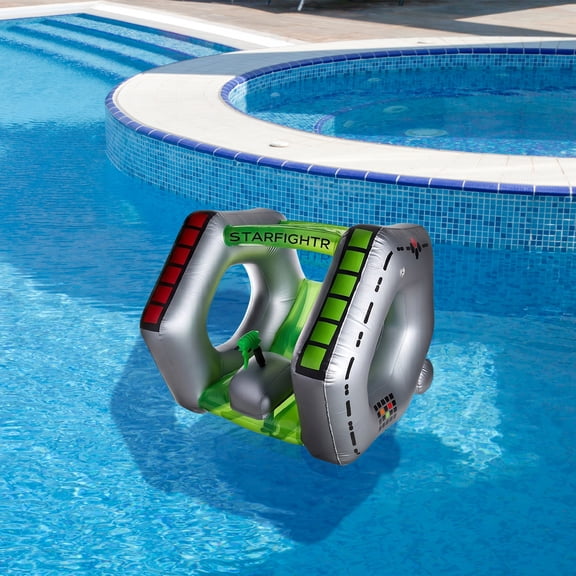 Swimline 40 Inflatable Starfighter Super Squirter Swimming Pool Float - Gray/Green