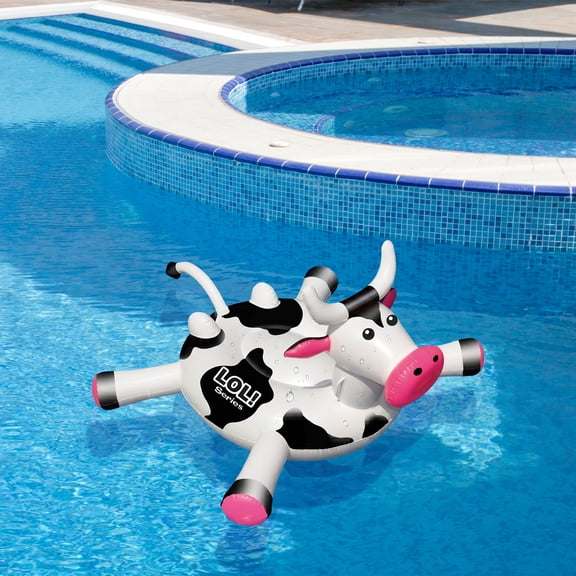 Swimline 54" Inflatable Ride-On Cow Novelty 2-Person Swimming Pool Float - Black/White