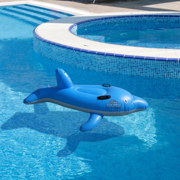 Swimline 61" Inflatable Ride-On Dolphin 1-Person Swimming Pool Float - Blue