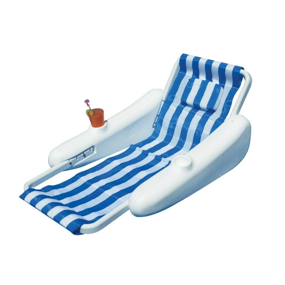 Swimline 68.5" Sunchaser 1-Person Swimming Pool Floating Lounge Chair with Pillow - Blue/White