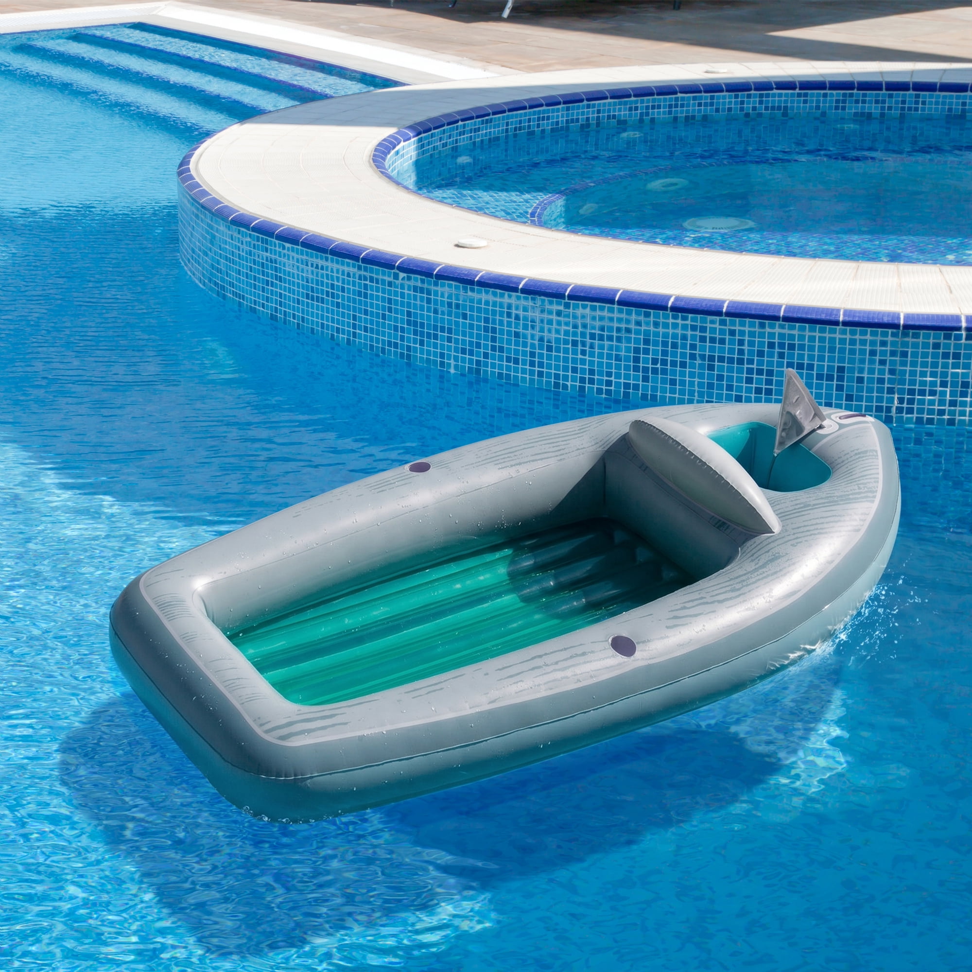Swimline 8.75' Inflatable Classic Boat Cruiser with Cooler 1-Person Swimming Pool Float -
