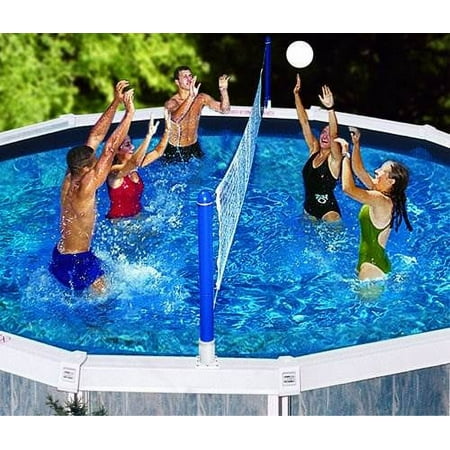 Swimline 9187 Above Ground Cross Swimming Pool Portable Volleyball Game Set