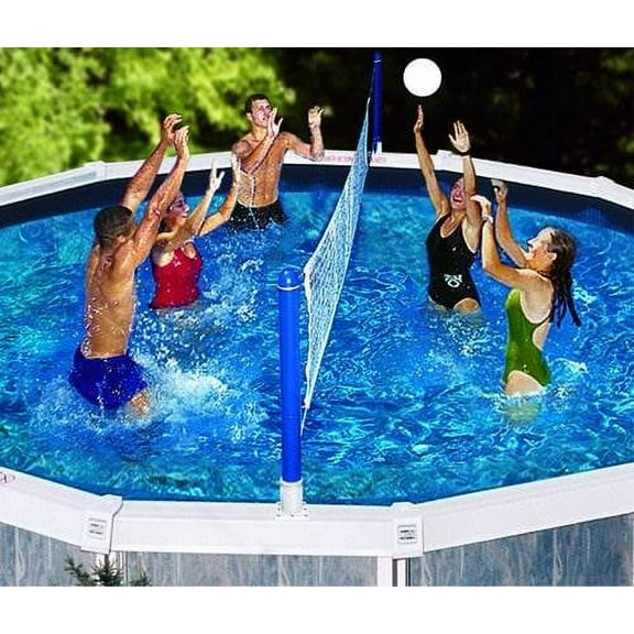 Swimline 9187 Above Ground Cross Swimming Pool Portable Volleyball Game Set