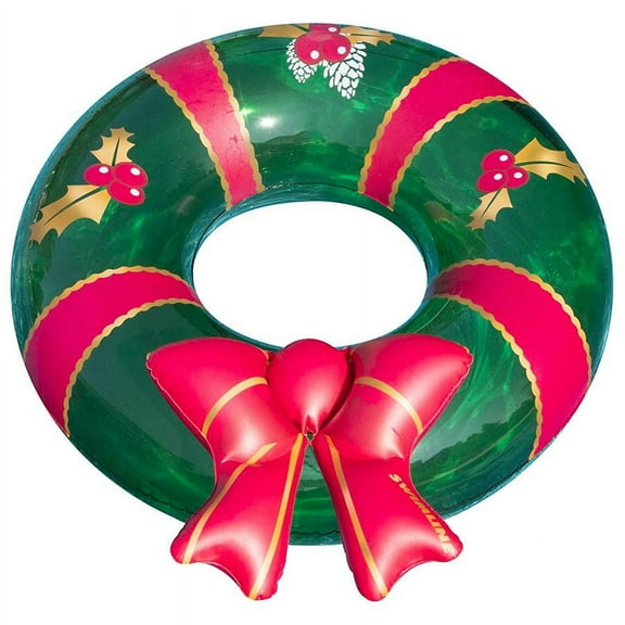 Swimline Christmas Wreath Inflatable Pool Ring, Multi, One Size