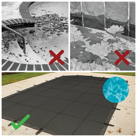 Swimline Deluxe Rectangular In-Ground Pool Closing Leaf Net Cover 12' x 24' - Black