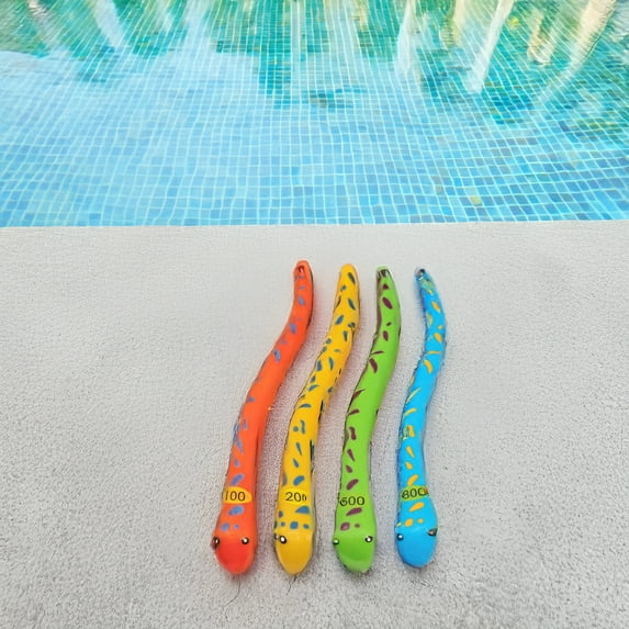Set of 4 Vibrantly Colored Fun Moray Eel Diving Point Sticks Swimming Pool Toys 10''