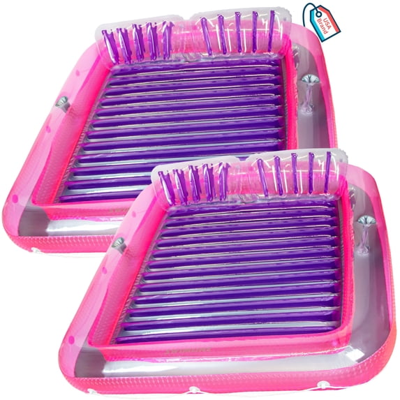 Swimline Dual Removable Headrest Adult Pool Lounge, Vinyl, Pink, 70", 2 Pack