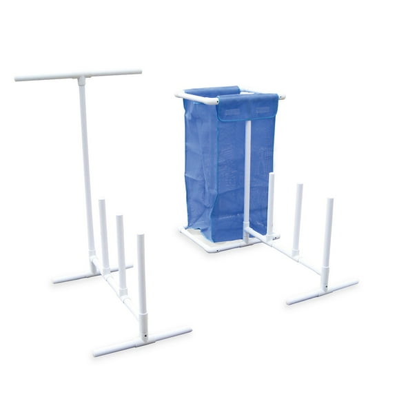 Swimline Hydro Tools Swimming Pool Mesh Bag Poolside Toy Organizer with Towel Hanger 37" - Blue