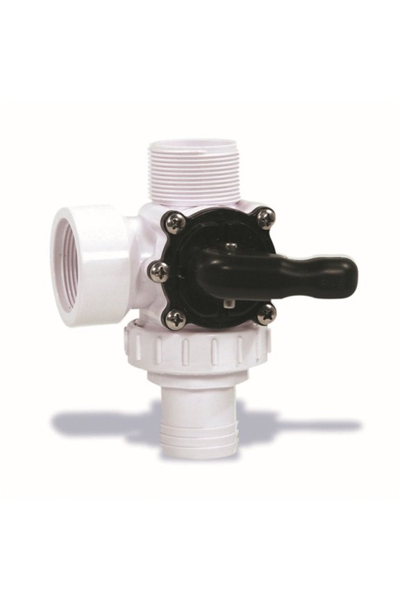 Swimline HydroTools Swimming Pool and Spa Standard Left Outlet 3-Way Valve 1.5" - White/Black