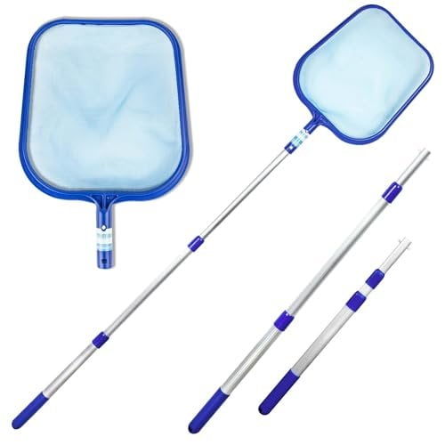 Adjustable Aluminum Telescopic Pool Leaf Skimmer with Fine Mesh Net