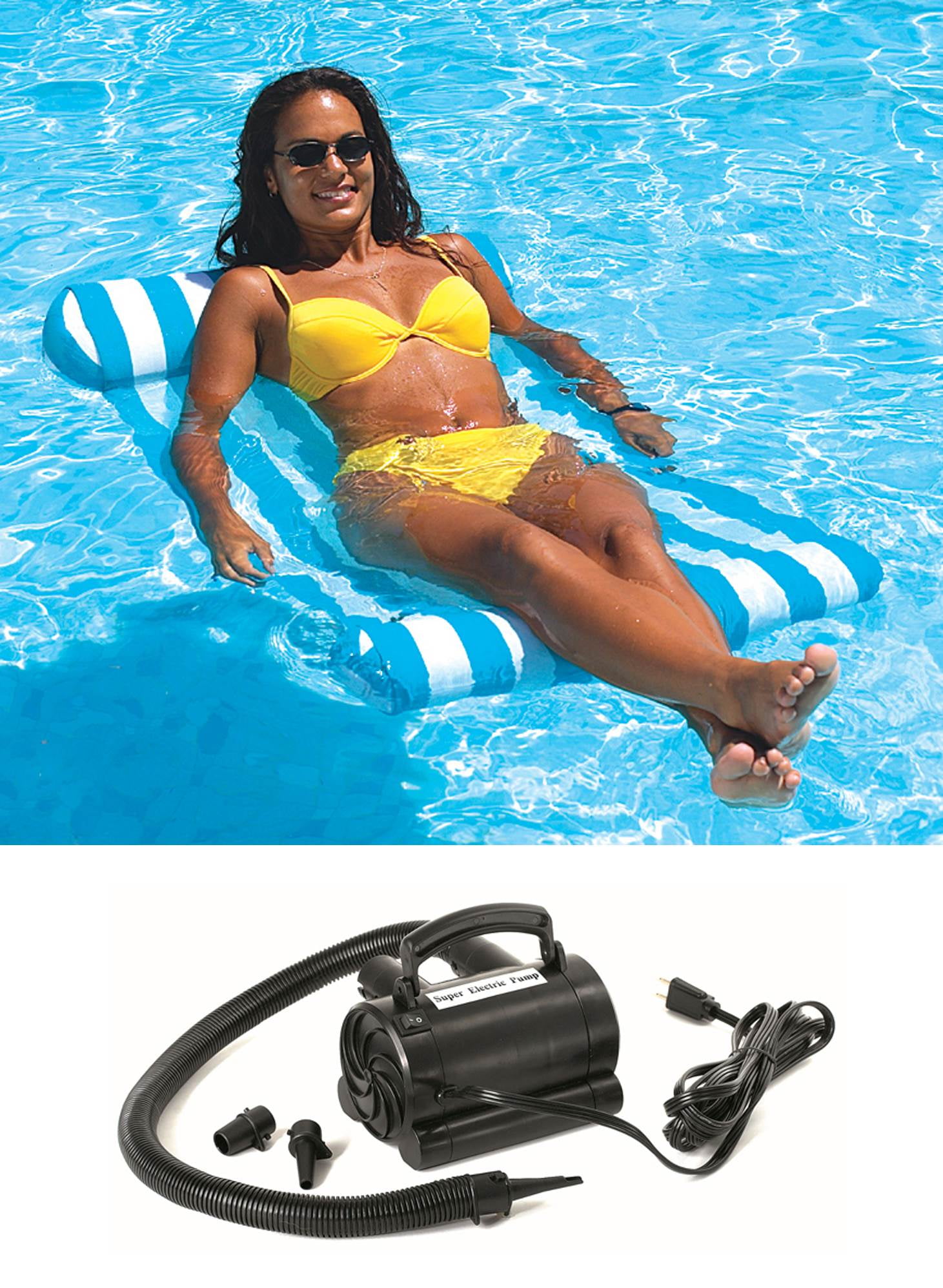 Swimline Premium Floating Pool Blue Hammock Lounge Chair w