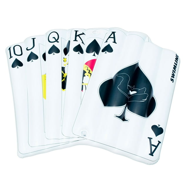 Swimline Royal Flush Playing Card Mat Inflatable 2 Rider Swimming Pool ...