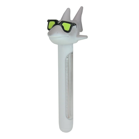 8" Gray and White Shark with Sunglasses Floating Swimming Pool Thermometer - 8" Gr