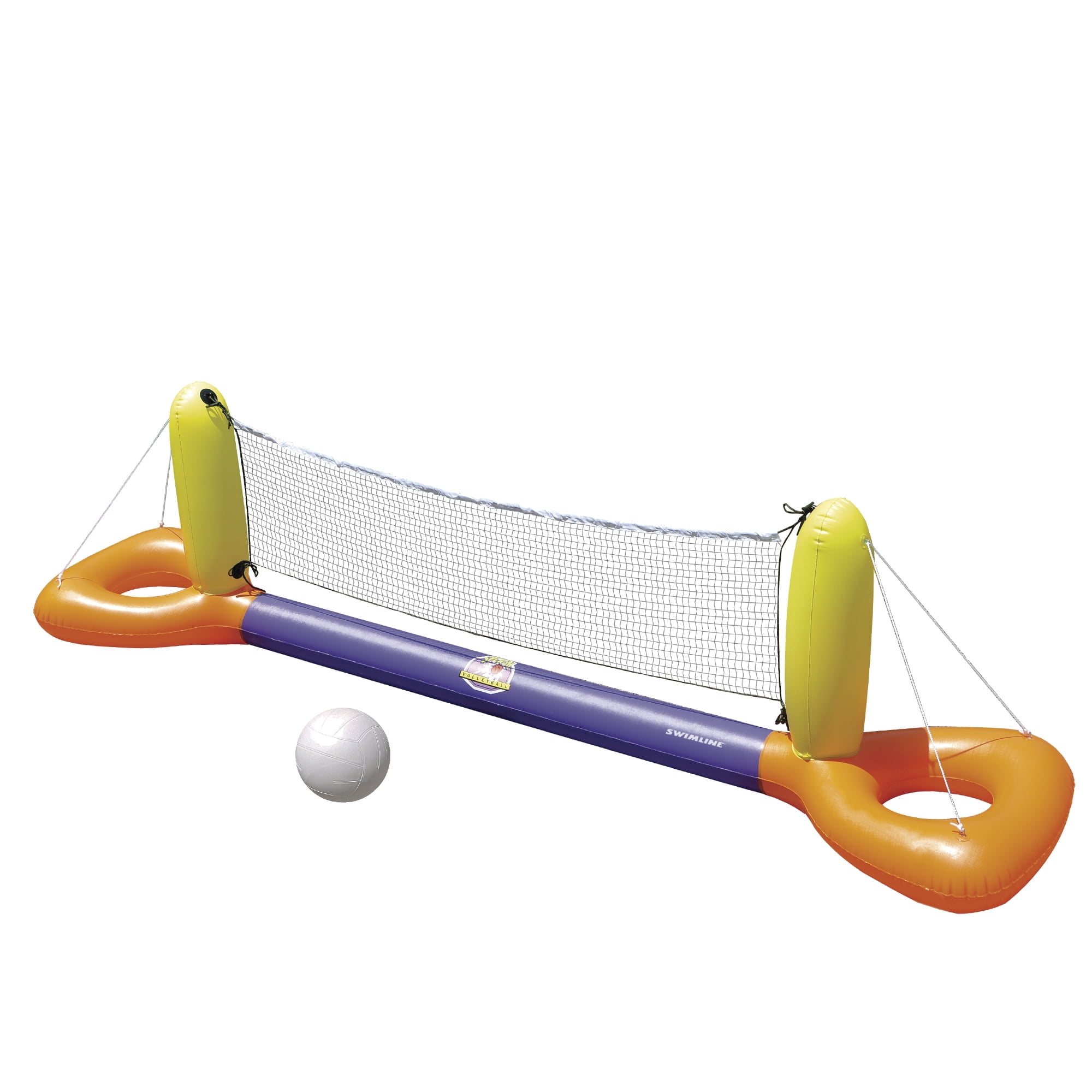 Inflatable Orange and Yellow Vinyl Pool Volleyball Game Set