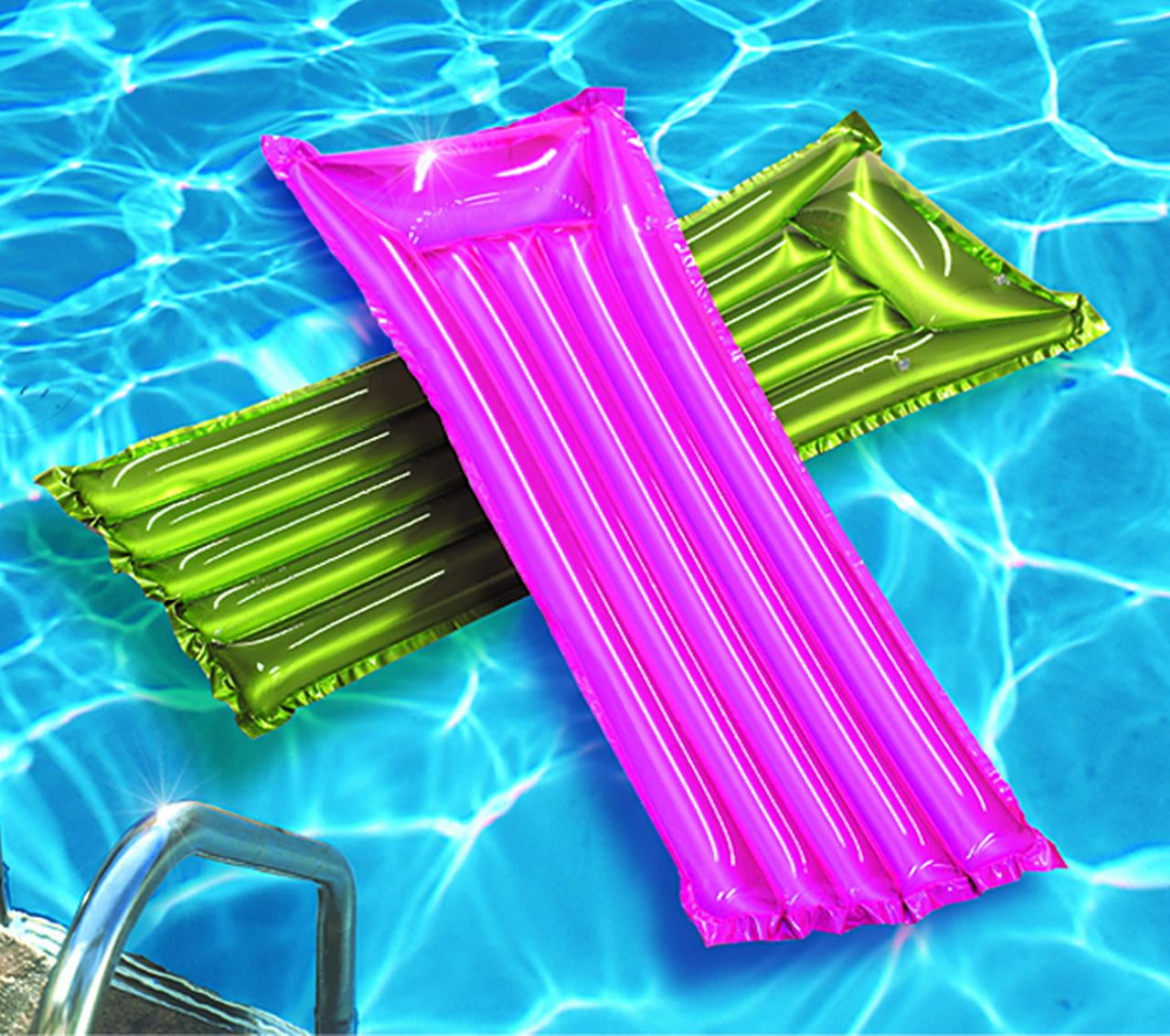 Reflective Green and Pink Vinyl Pool Mattress