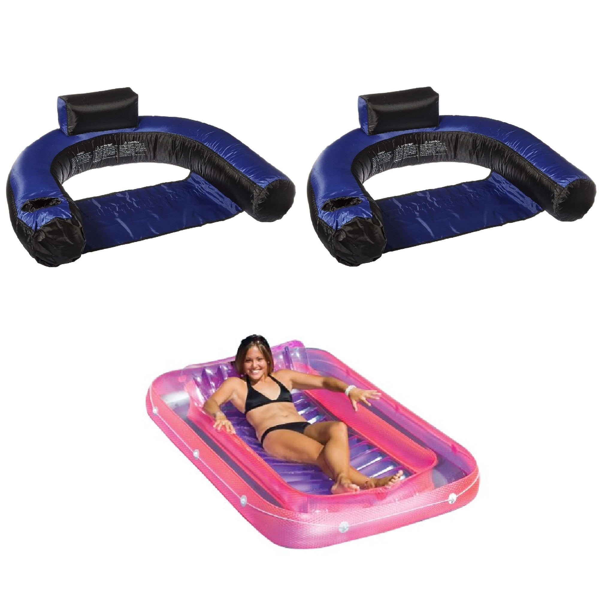 Swimline 9052 71 inch swimming pool inflatable suntan tub float lounge chairs fun sale