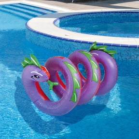 Inflatable Purple and Green Two Headed Curly Serpent Swimming Pool Float Toy, 96-Inch