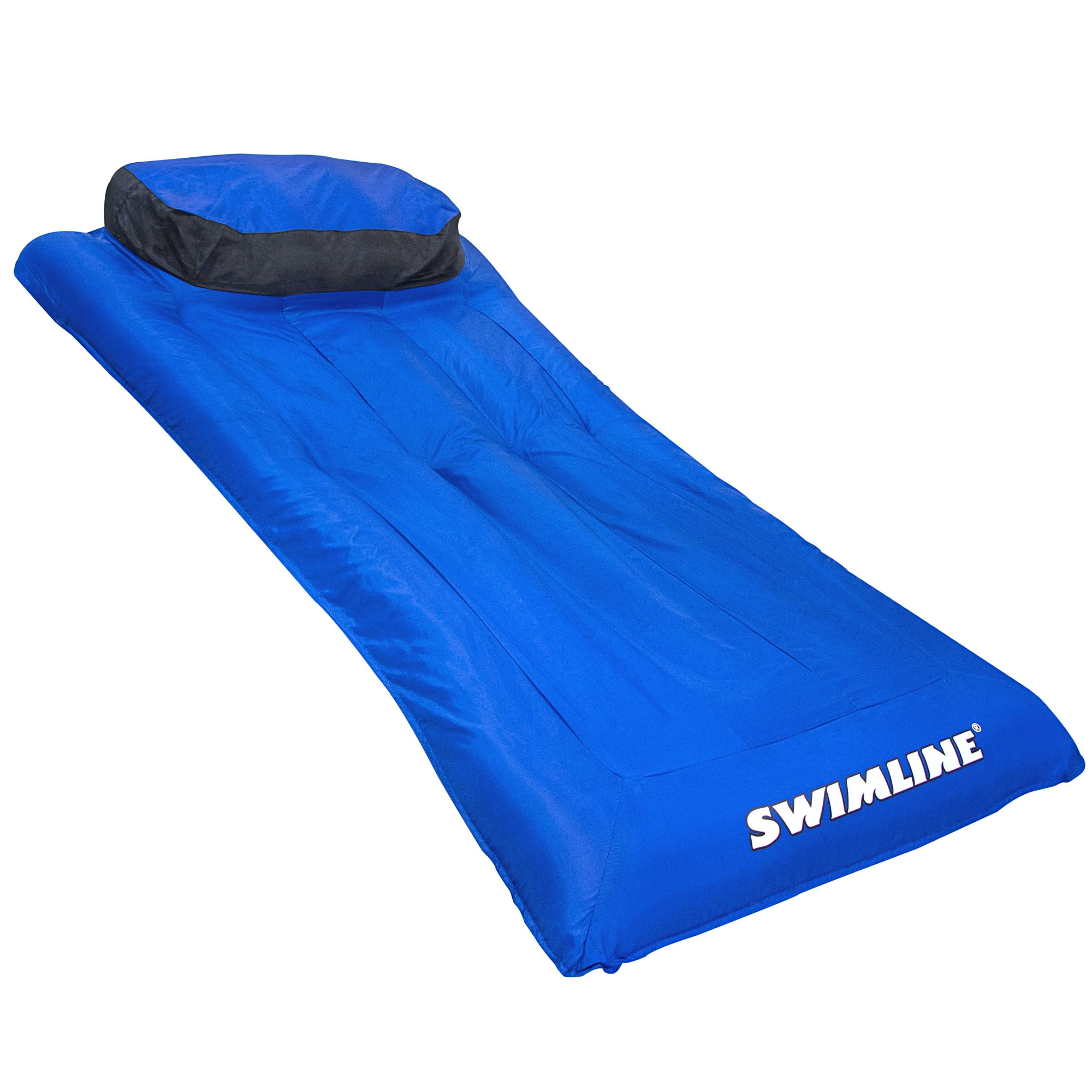 Ultimate Blue and Black Nylon Floating Lounger with Pillow