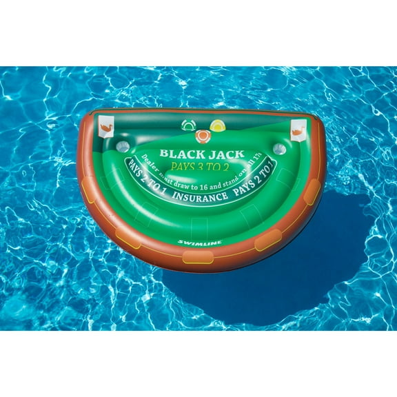 Swimline Vinyl Blackjack Table with Waterproof Cards Pool Toys, Multicolor