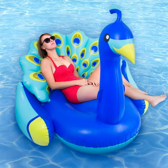 Swimline Vinyl Giant Inflatable Peacock with Backrest Pool Float, Multicolor