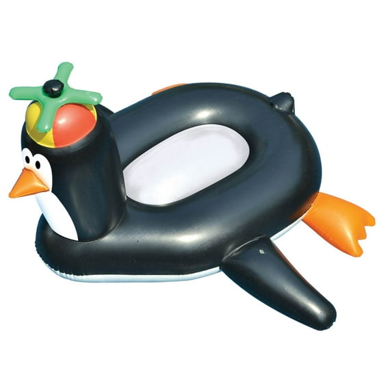 Swimline Vinyl Giant Rideable Happy Penguin Inflatable Pool Float, Black