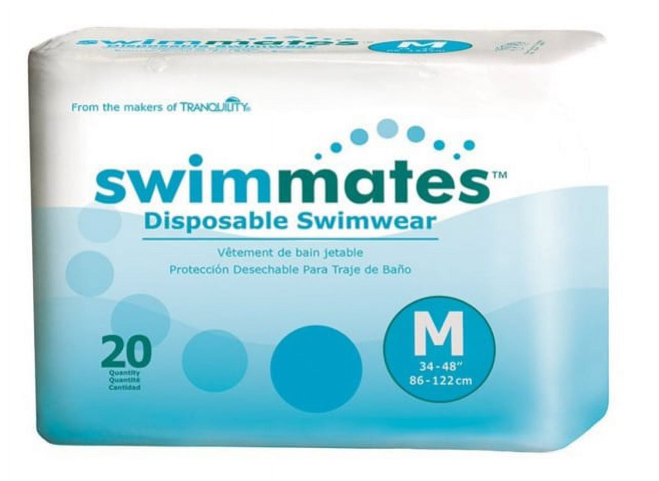 Swimmates Disposable Adult Swim Diapers, Tear Away Side Seams for Easy Removal, Medium, 20ct