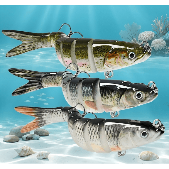 Swimmax Easy Catch Fishing Lures with BKK Hooks, Wiggling, Vibrating, Rattling and Gurgling for More Bites, Heavy-Duty Dyneema Fiber Jointed Swimbaits for Bass, Trout, Crappie, Walleye, Pike
