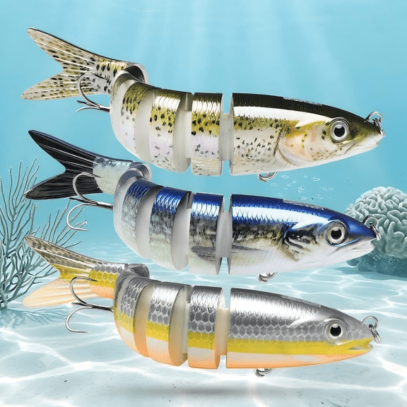 Swimmax Easy Catch Fishing Lures with BKK Hooks, Wiggling, Vibrating, Rattling and Gurgling for More Bites, Heavy-Duty Dyneema Fiber Jointed Swimbaits for Bass, Trout, Crappie, Walleye, Pike