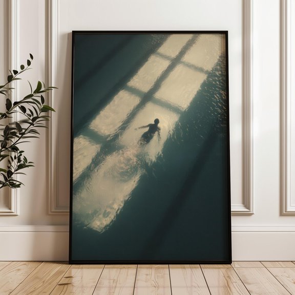 Swimmer Aerial View Ocean Photography Poster