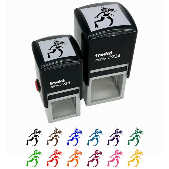 Swimmer Diver Snorkeling Woman Swimsuit Self-Inking Rubber Stamp Ink Stamper - Brown Ink - Small 1 Inch